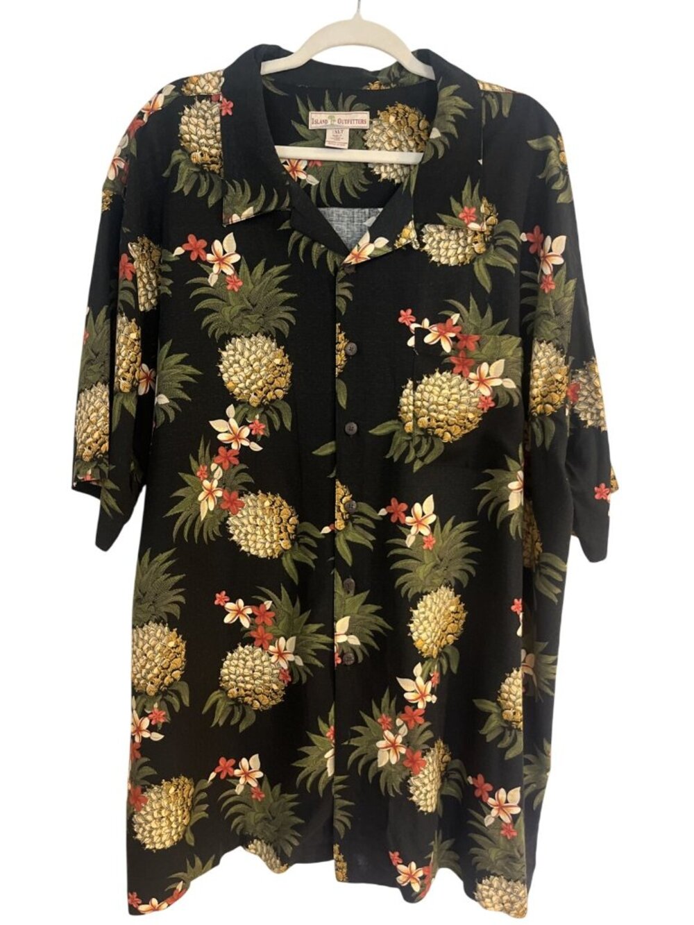 Vintage Island Outfitters Hawaii Shirt Black Pineapples Floral Men’s Sz XL/T